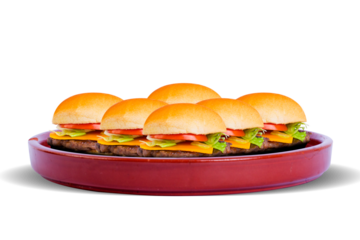 Portion of hamburger on white