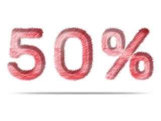 50 percent with pink fur texture for special offer discount sale concept