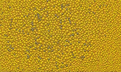  a close up view of a bunch of yellow fruit with a black background.  generative ai