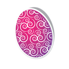 Isolated Flat Style Purple Painted, Ornamentally Patterned Easter Egg - Template for Easter Designs on White Background - Vector Illustration