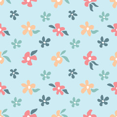 spring pattern with plants and flowers