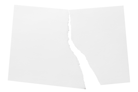 Torn sheet of paper, cut out