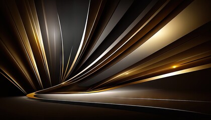  a dark and gold abstract background with lines and curves in the center.  generative ai