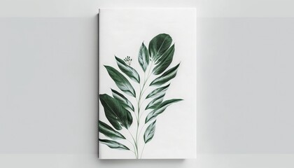  a green leaf on a white background is displayed on a wall.  generative ai