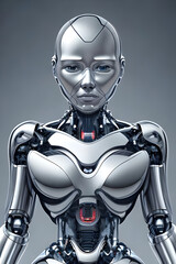 Naklejka premium Graphic Concept of Cybernetics woman and Artificial Intelligence robotic Technology. Generative AI