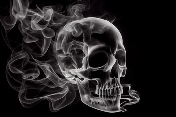 Ein Schädel, geformt aus weißem Rauch - obrazy, fototapety, plakaty