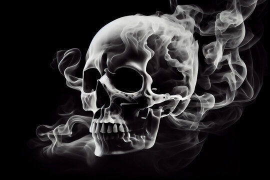 Ein Schädel, geformt aus weißem Rauch