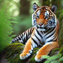 Obraz premium tiger in the jungle - generative AI