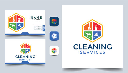 Vector clean service logo template  with business card design 