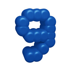 Blue number 9 in 3d rendering for math, business and education concept.
