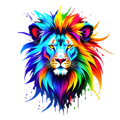 Plakat Colorfull lionhead design - transparent background - PNG