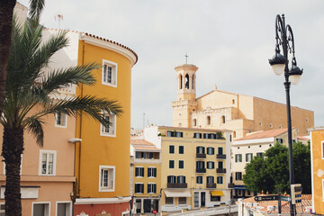 Fototapeta na wymiar Beautiful view of Mahon town, Menorca island, Spain