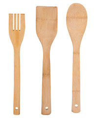 A set of wooden traditional kitchen tools