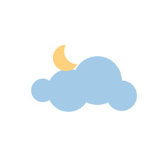 Moon, clouds. Simple elements. Vector illustration.