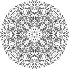 Outlined Mandala vector line art, coloring page book for adults