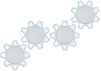Transparent glass infographic UI template gear wheel labels