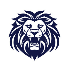 Obraz na płótnie Canvas Lion head face logo silhouette black icon tattoo mascot hand drawn lion king silhouette animal vector illustration