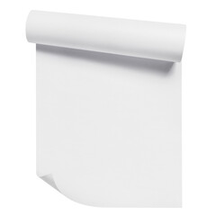 Rolled sheet of white paper, cut out