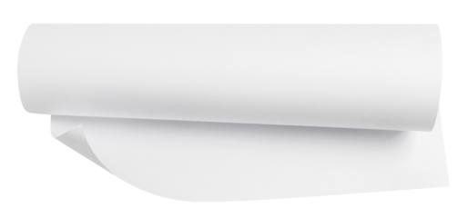 Rolled sheet of white paper, cut out
