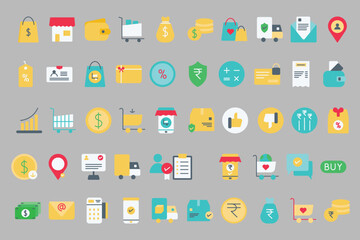 e-commerce icon pack with color