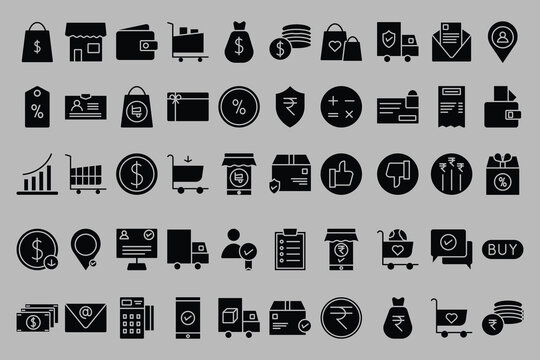 e-commerce icon pack with fill vector