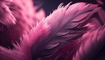 pink feather on dark background generative ai
