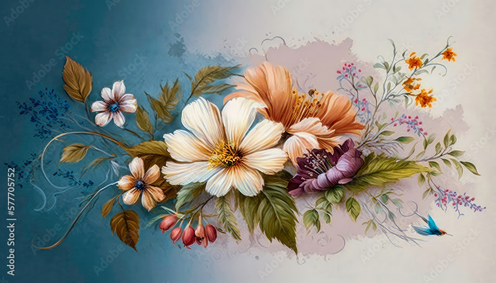 Wall mural vibrant floral background texture | ai generated