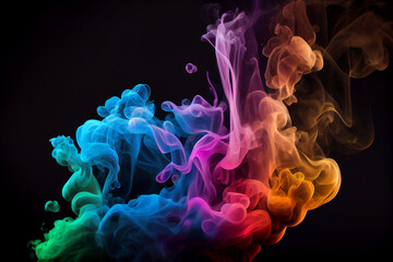 Bunter Rauch vor einem schwarzen Hintergrund