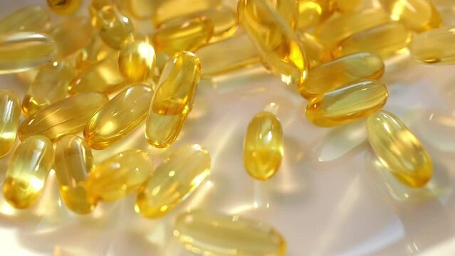 Pills Vitamins Omega 3 or fish oil. Bagamo pills close-up. To be healthy and take care of your health. Pharmaceutical industry. Business of biological supplements and vitamin.