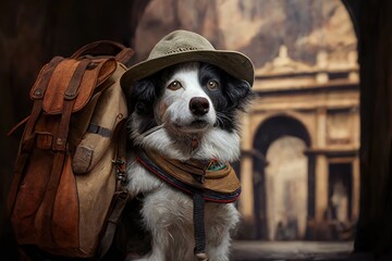 Illustration of a explorer dog - Created with generative ai