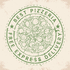 Express pizza emblem vintage monochrome