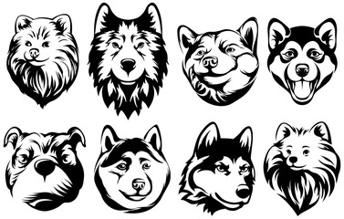 Fototapeta premium Heads of dog. Abstract character illustration. Graphic logo design templates for emblem.