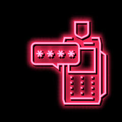 pin code for pay pos terminal neon glow icon illustration