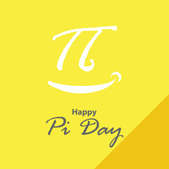 Happy Pi Day flat design vector illustration on yellow background.