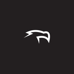 Eagle logo. The logo is made with an eagle with outstretched wings incorporated into the design. Color is white .