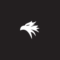 Eagle logo. The logo is made with an eagle with outstretched wings incorporated into the design. Color is white .