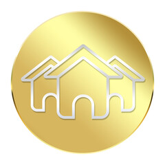 gold three home icon circle