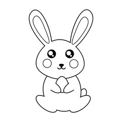 Coloring page rabbit holding an egg in its paws