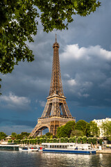 Fototapeta na wymiar Famous Eiffel Tower (Tour Eiffel) And River Seine In The Capital Of France Paris