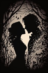 Loving and kissing couple created with Generative AI