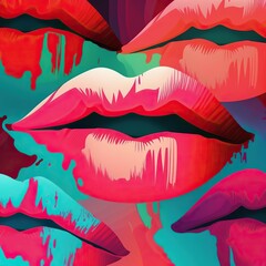 Red lips, kiss created with Generative AI