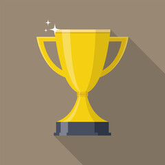Gold cup icon vector in flat style. Winner trophy concept
