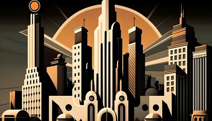 Art Deco cityscape background