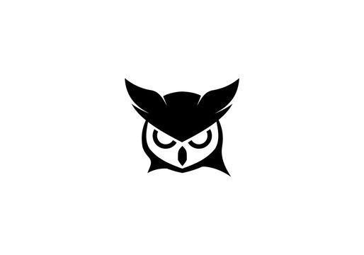 owl logo, owl line art design template