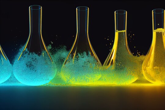 Chemical Process Yellow Precipitate Is Created When Two Clear Liquids Are Combined. Generative AI