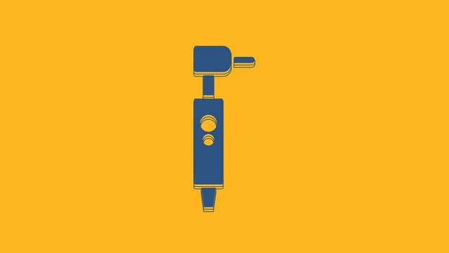 Blue Tooth drill icon isolated on orange background. Dental handpiece for drilling and grinding tools. 4K Video motion graphic animation