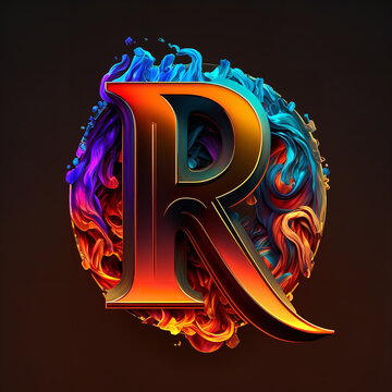 letter R in flames