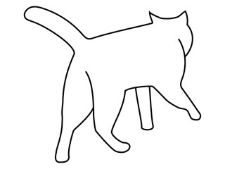 向こうに歩いていく猫のシルエット（白）