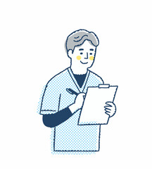 バインダーを持って記入するソーシャルワーカーの男性