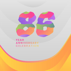 86 Years Annyversary Celebration. Abstract numbers with colorful templates. eps 10.